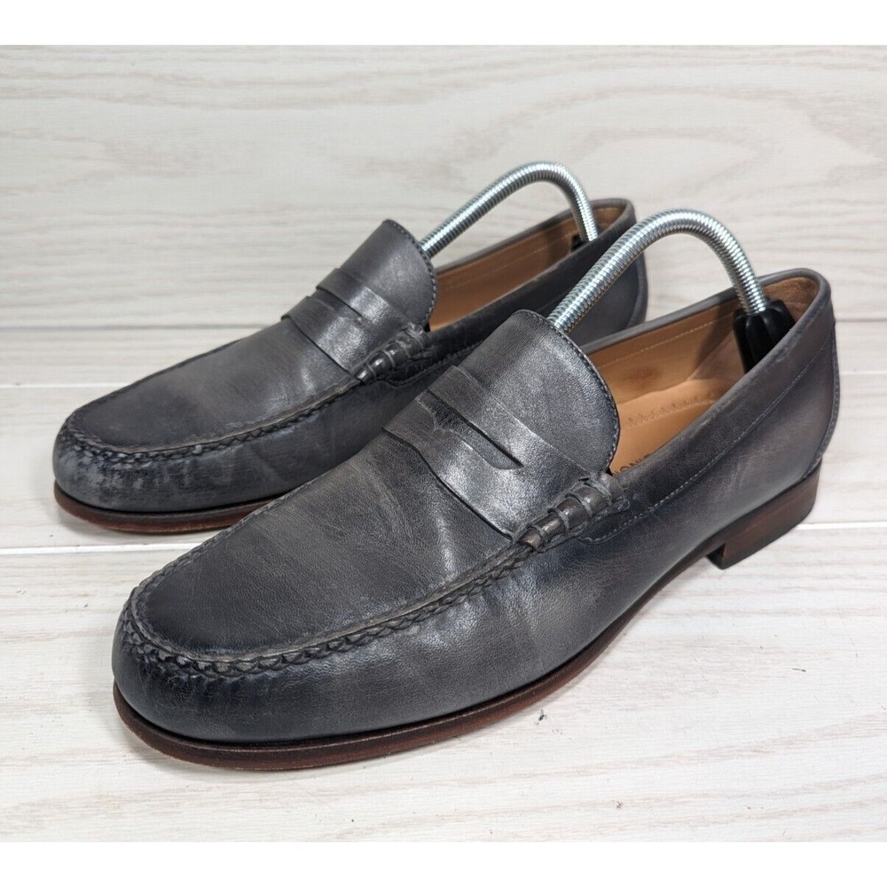 MARTIN DINGMAN Gray LEATHER SLIP-ON PENNY LOAFERS MADE IN BRAZIL 10 M